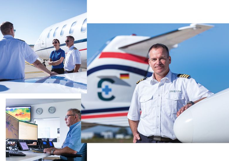 Flugtransport und Krankentransport durch zertifiziertes Personal Piloten, Dispatcher und Ärzte für die flugmedizinische Versorgung